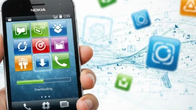 صورة توضيحية لمتجر Nokia N8 Store APK أثناء تحميل التطبيقات. اكتشف كيفية تنزيل المتجر وأفضل التطبيقات والألعاب لهاتفك نوكيا N8 مجاناً.